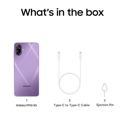 Samsung Galaxy M17e 5G Mobile (Vibe Violet, 4GB RAM, 128GB Storage) | Smoothest 120 Hz Refresh Rate| Monster 6000 mAh Battery | IP54 | 6 Gen OS Upgrades | AI | Gemini Live | Without Charger