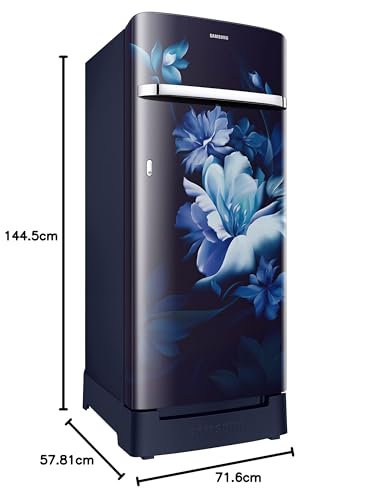 Samsung 215L 5 Star Inverter Direct-Cool Single Door Refrigerator (RR23C2H35UZ/HL,Midnight Blossom Blue) Base Stand Drawer