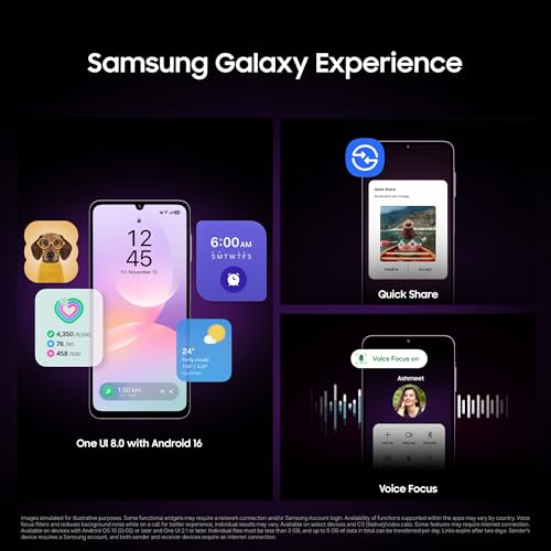 Samsung Galaxy M17e 5G Mobile (Vibe Violet, 4GB RAM, 128GB Storage) | Smoothest 120 Hz Refresh Rate| Monster 6000 mAh Battery | IP54 | 6 Gen OS Upgrades | AI | Gemini Live | Without Charger