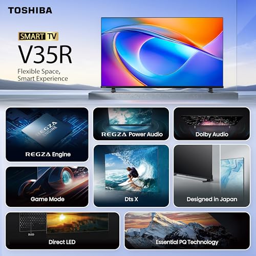 Toshiba 100 cm (40 Inches) HD Ready Smart LED TV | Dolby Audio & DTS Virtual:X | Game Mode | REGZA Engine | VIDAA OS | 40V35RP (Black)
