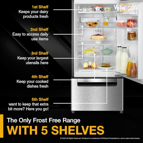 Whirlpool 215 L Frost Free Triple-Door Refrigerator | Zeolite Technology | Microblock Technology [FP 223D PROTTON ROY RADIANT STEEL(Z), Up to 44% Reduction in Cold Air Loss*]