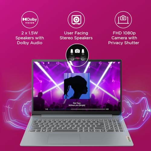 Lenovo IdeaPad Slim 3, 12th Gen Intel Core i5-12450H (16GB LPDDR5, 512GB SSD), Anti-glare, FHD 15.6"(39.6cm), Win 11, Office Home 2024, Arctic Grey, 1.62Kg, 83ER00MDIN, Thin & Light, Backlit KB Laptop