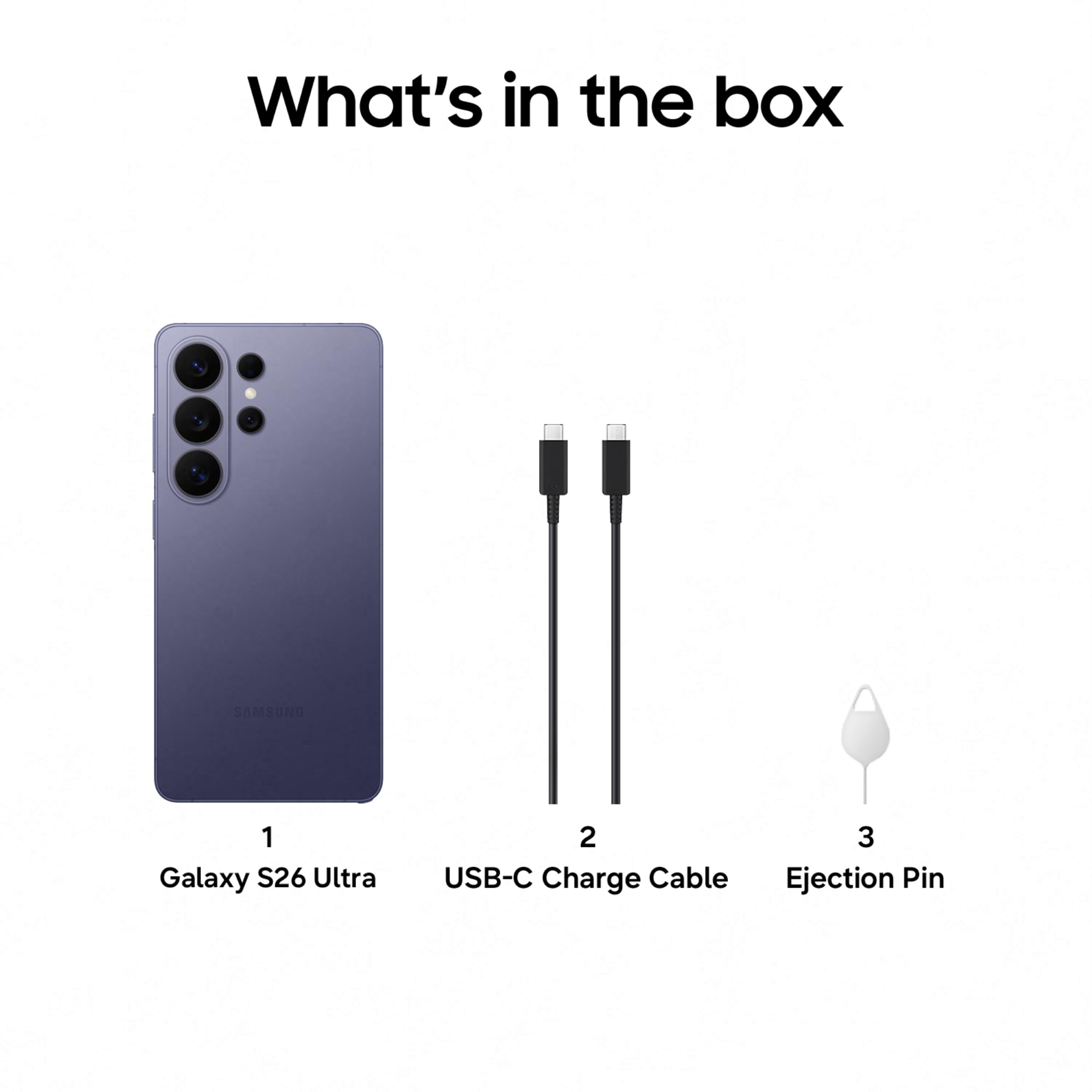 Samsung Galaxy S26 Ultra 5G (Cobalt Violet, 12GB RAM, 256GB Storage) with Built-in Privacy Display, AI Phone, Photo Assist, Creative Studio, 200MP Camera, 5000mAh Battery and Snapdragon 8 Elite Gen 5