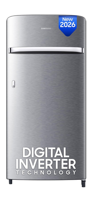 Samsung 189 L, 5 Star, Digital Inverter, Direct-Cool Single Door Refrigerator (RR21H2G25S8/HL, Silver, Elegant Inox, Single Touch Defrost, 2026 Model)