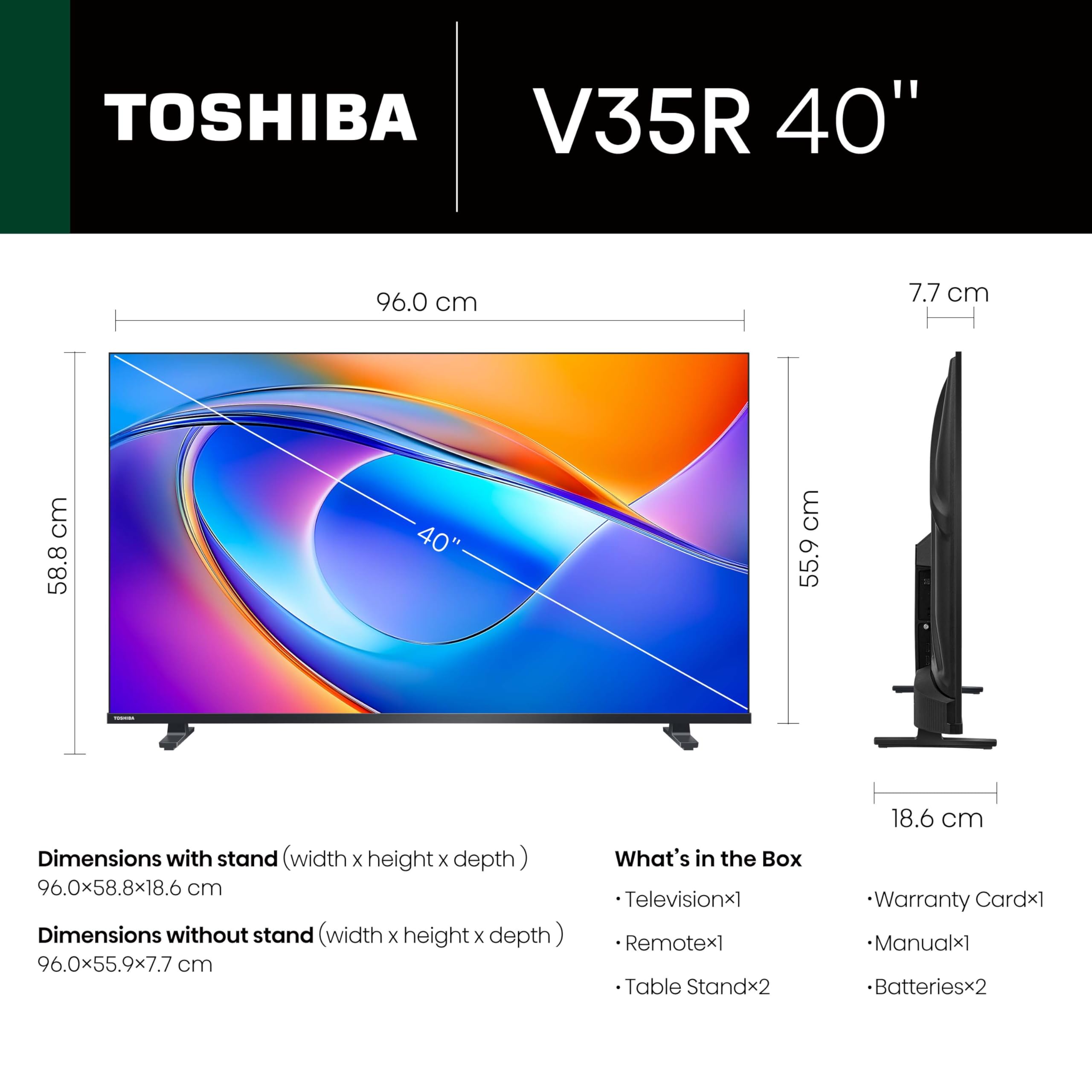 Toshiba 100 cm (40 Inches) HD Ready Smart LED TV | Dolby Audio & DTS Virtual:X | Game Mode | REGZA Engine | VIDAA OS | 40V35RP (Black)