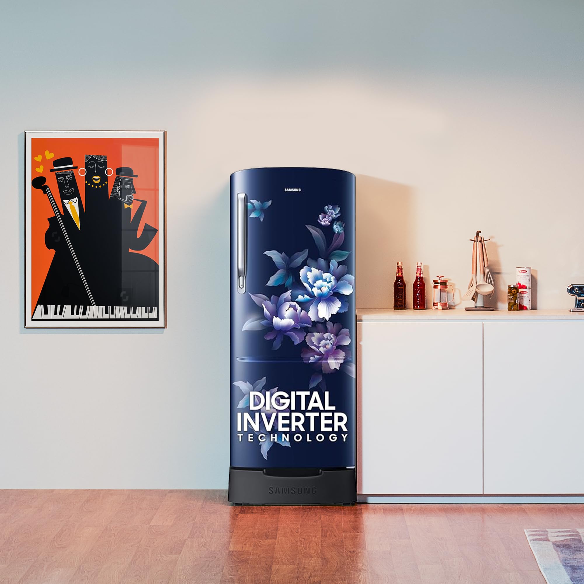 Samsung 183 L, 5 Star, Digital Inverter, Direct-Cool Single Door Refrigerator (RR20D2825HV/NL, Himalaya Poppy Blue, Base Stand Drawer)
