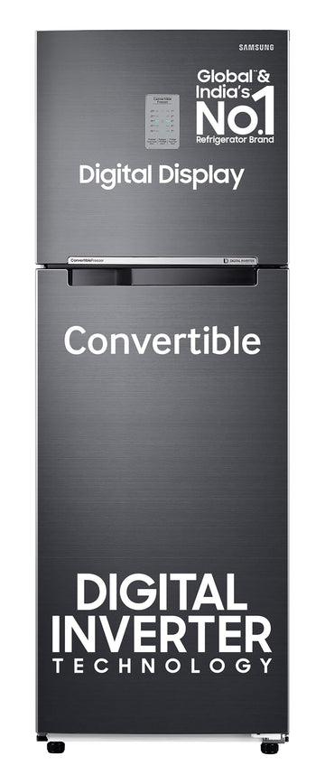 Samsung 256 L, 3 Star, Convertible, Digital Inverter with Display Frost Free Double Door Refrigerator (RT30C3733BX/HL, Luxe Black)
