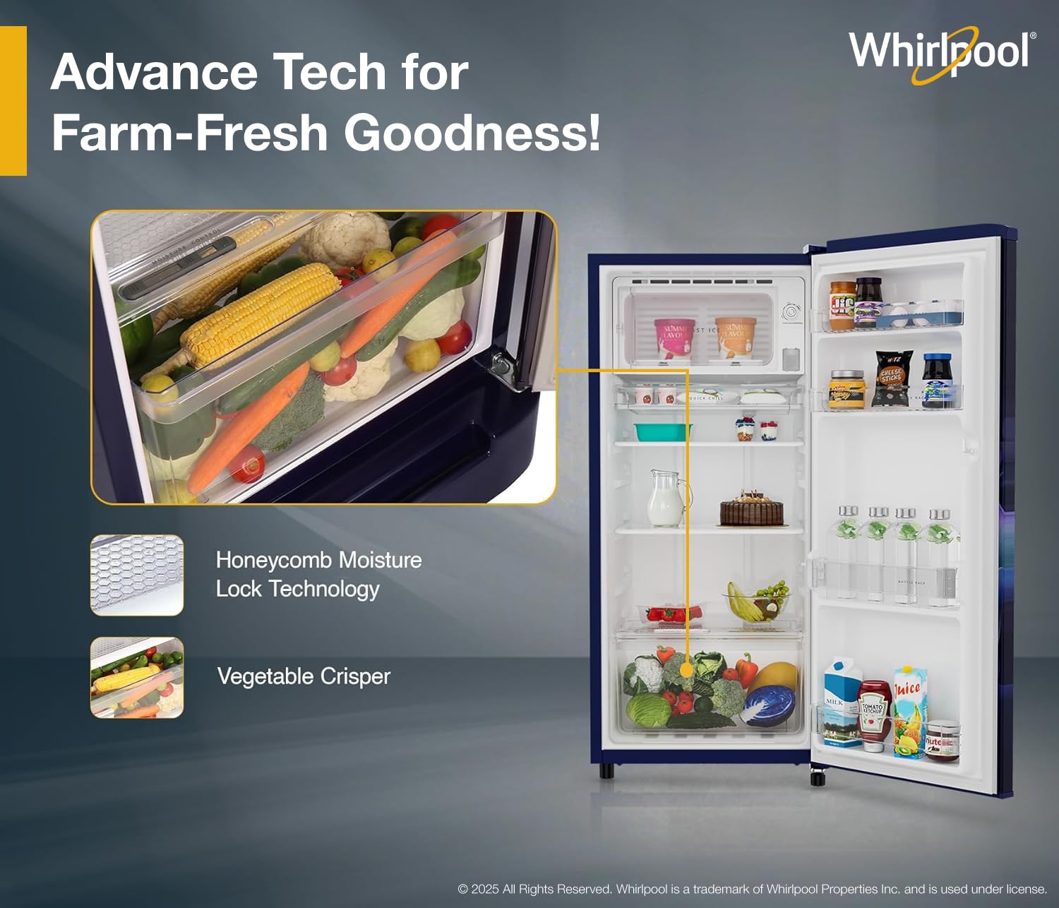 Whirlpool 184 L 2 Star Direct-Cool Single Door Refrigerator (205 WDE CLS 2S SAPPHIRE BLUE-Y, Blue, 2026 Model)