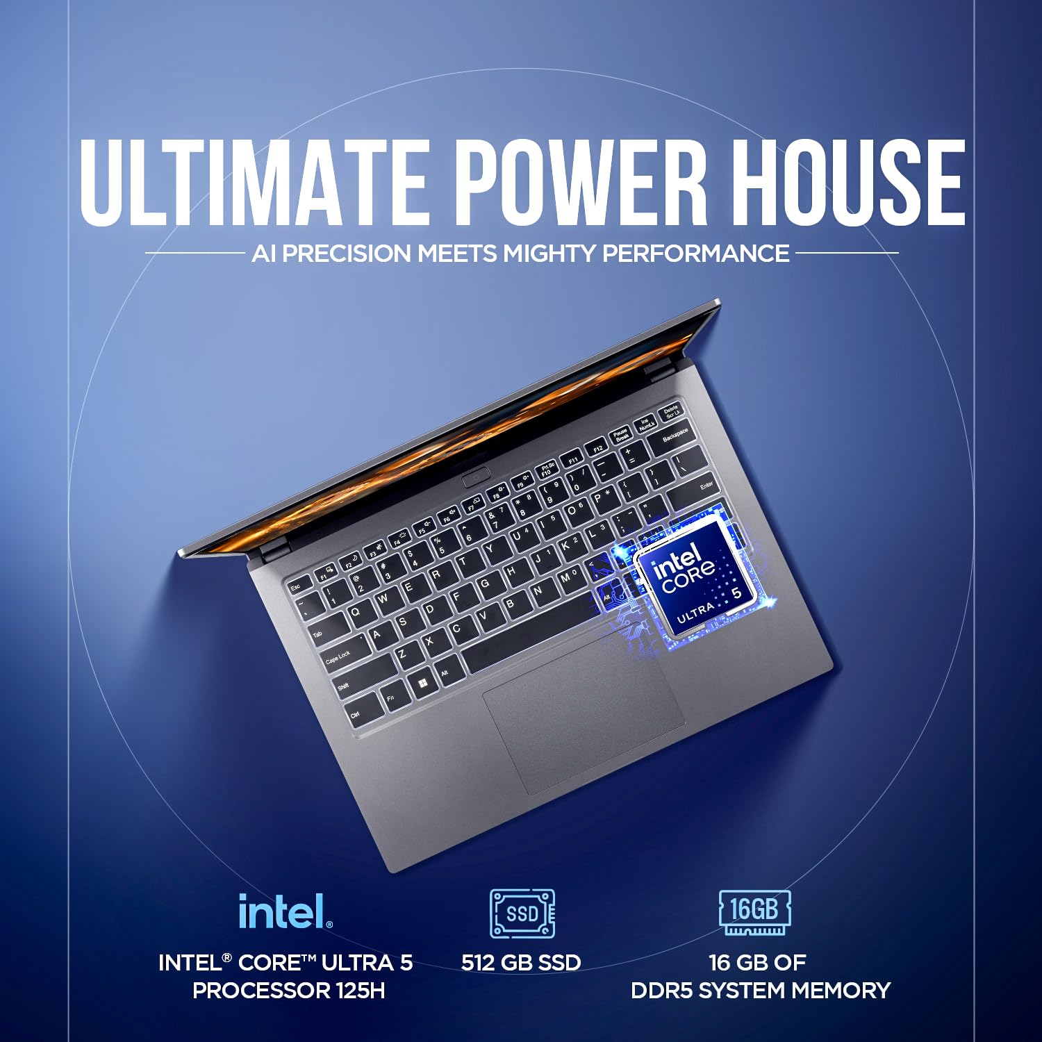 acer AspireGo14, Intel Core Ultra5 125H AI Processor,Office 2024 + M365 Basic, 16 GB RAM, 512 GB SSD, WUXGA IPS, 14.0"/35.56 cm, Win 11 Home, Steel Gray, 1.5 kg, AG14-71M, Backlit KB, Premium Laptop