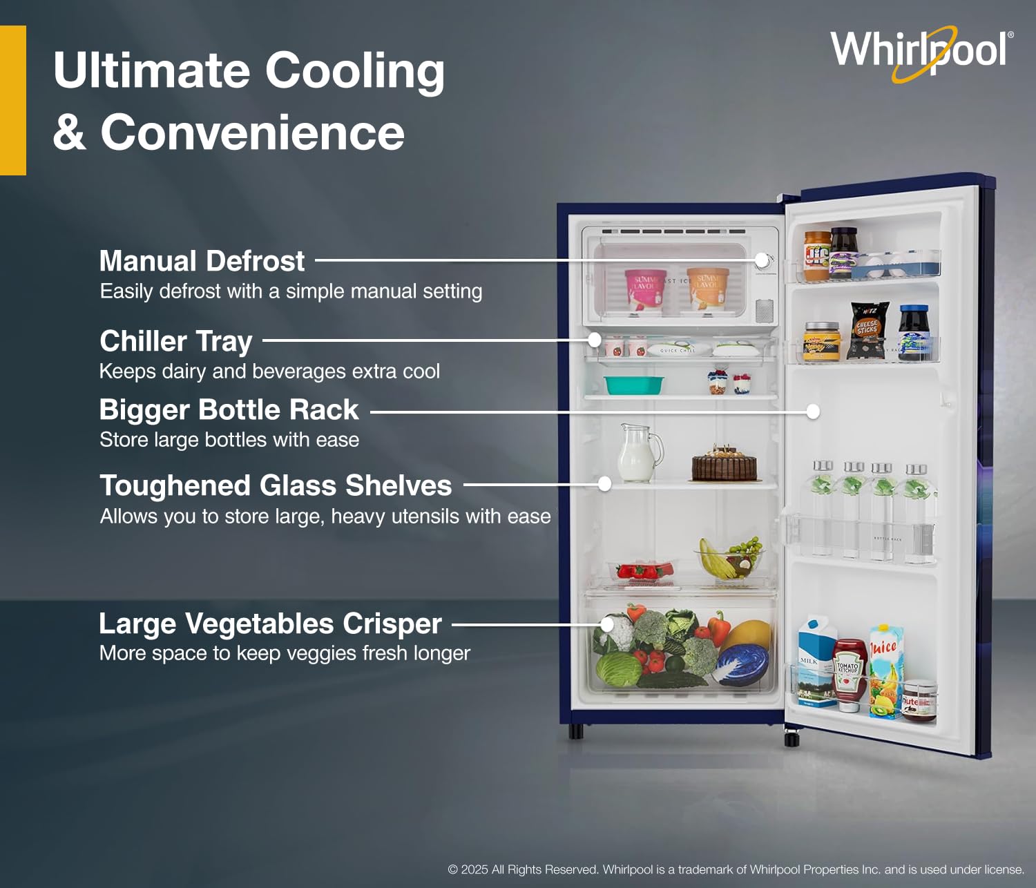 Whirlpool 184 L 2 Star Direct-Cool Single Door Refrigerator (205 WDE CLS 2S SAPPHIRE BLUE-Y, Blue, 2026 Model)