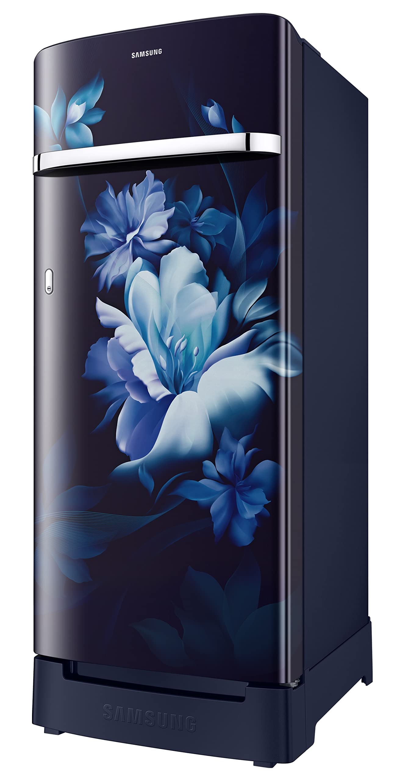 Samsung 215L 5 Star Inverter Direct-Cool Single Door Refrigerator (RR23C2H35UZ/HL,Midnight Blossom Blue) Base Stand Drawer