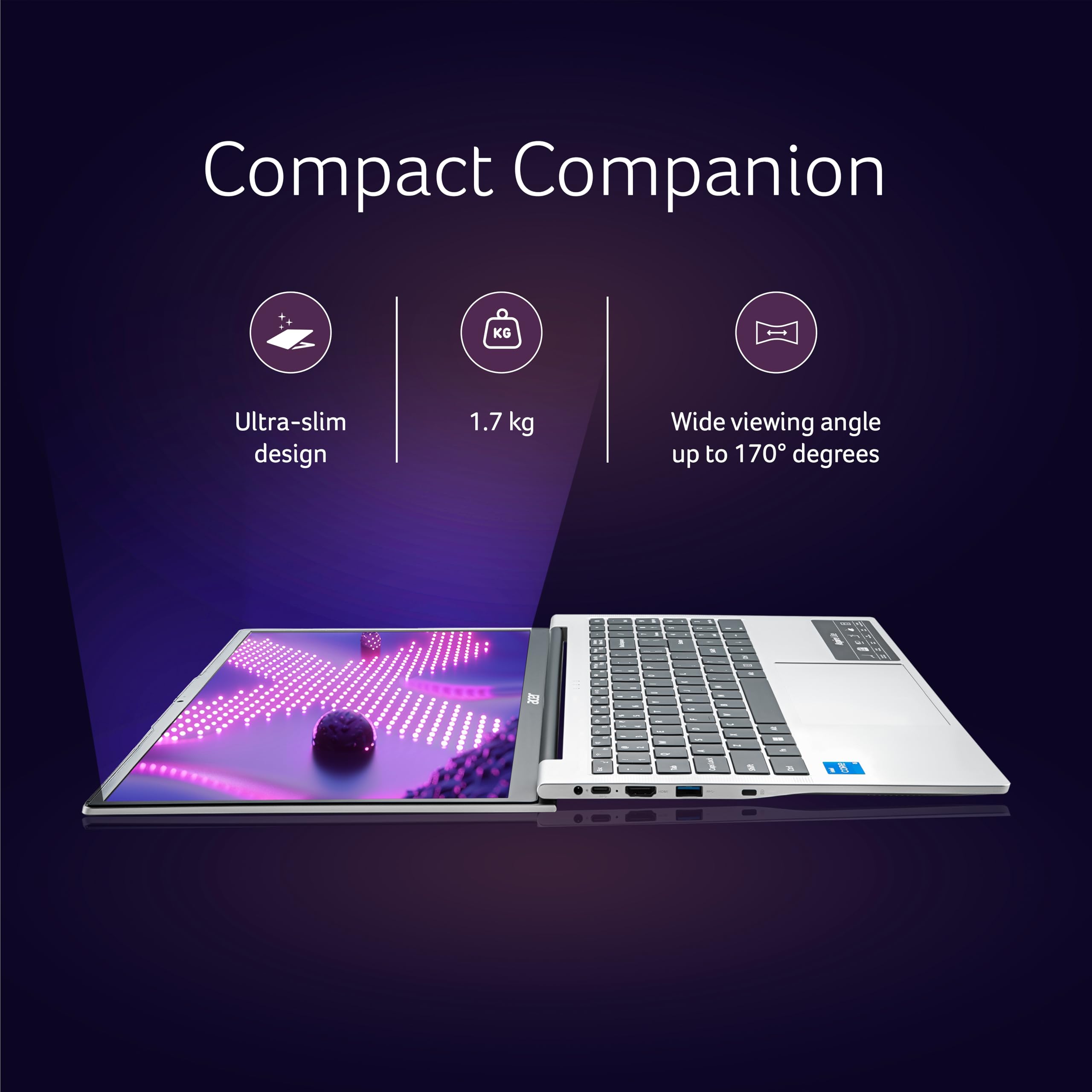 acer Aspire Lite 12th Gen Intel Core i5-12450H, Office 2024 + M365 Basic, 16GB RAM/512GB SSD, 39.62cm(15.6") FHD IPS Display Win11H, Pure Silver, 1.7KG,AL15-52H, Backlit KB, Thin & Light Laptop
