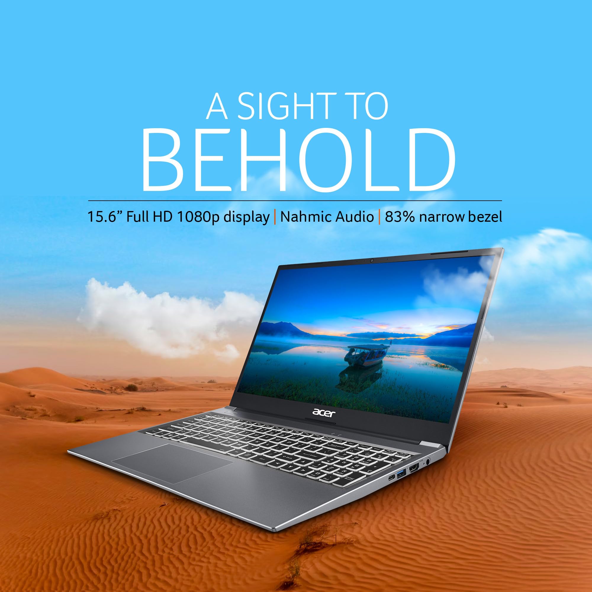 acer Aspire Lite, AMD Ryzen 3 5300U Processor, 16 GB RAM, 512GB SSD, Full HD, 15.6"/39.62cm, Windows 11 Home, Steel Gray, 1.59KG, AL15-41, Metal Body, Premium Thin and Light Laptop
