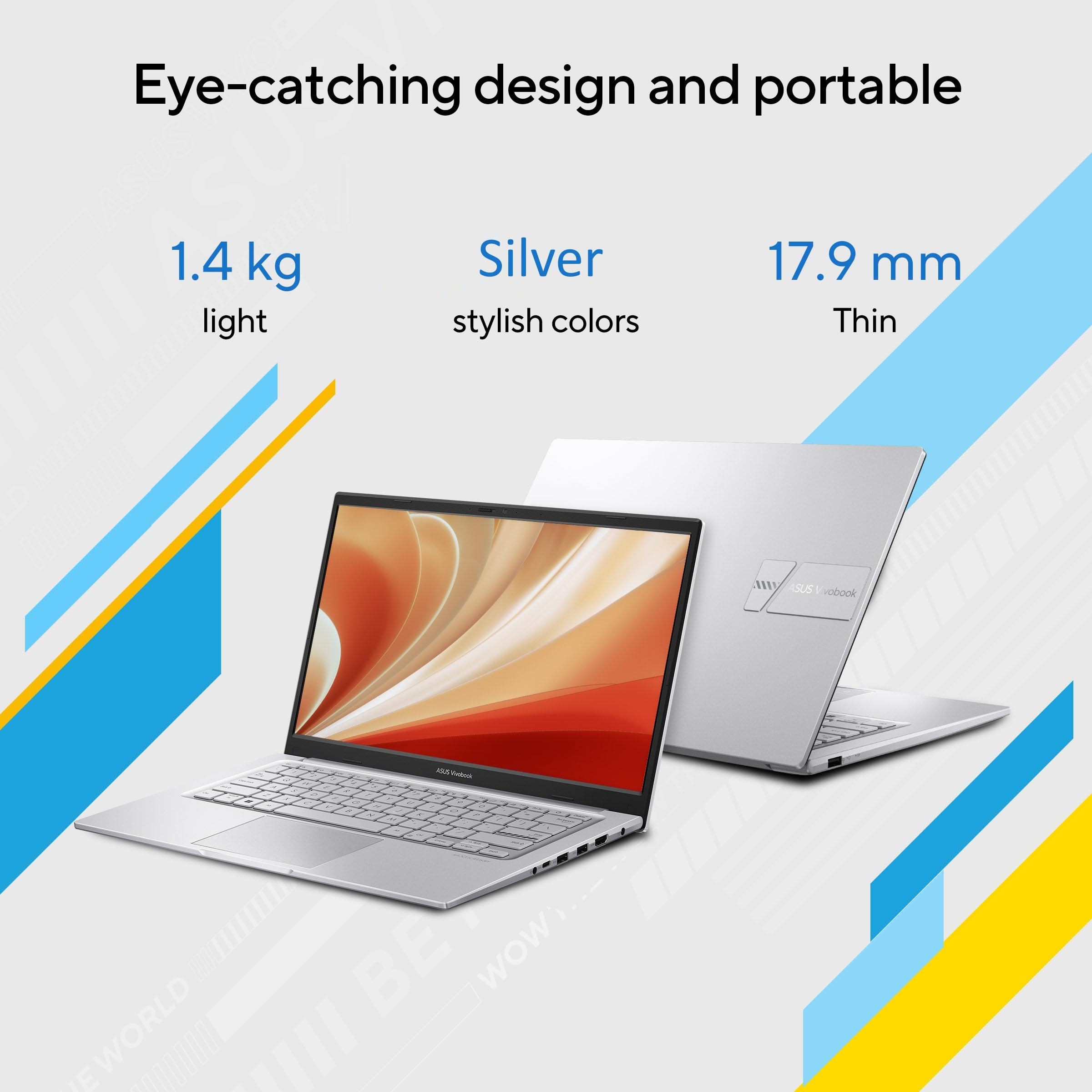 ASUS Vivobook 14 (2025),13th Gen, Intel Core i3-1315U, 8GB RAM, 512GB SSD, FHD, 14", (35.5 cm) Windows 11 Home, M365 Basic(1 Year)* Office 2024,Cool Silver,1.4 Kg, X1404VA-EB321WS, Thin & Light Laptop