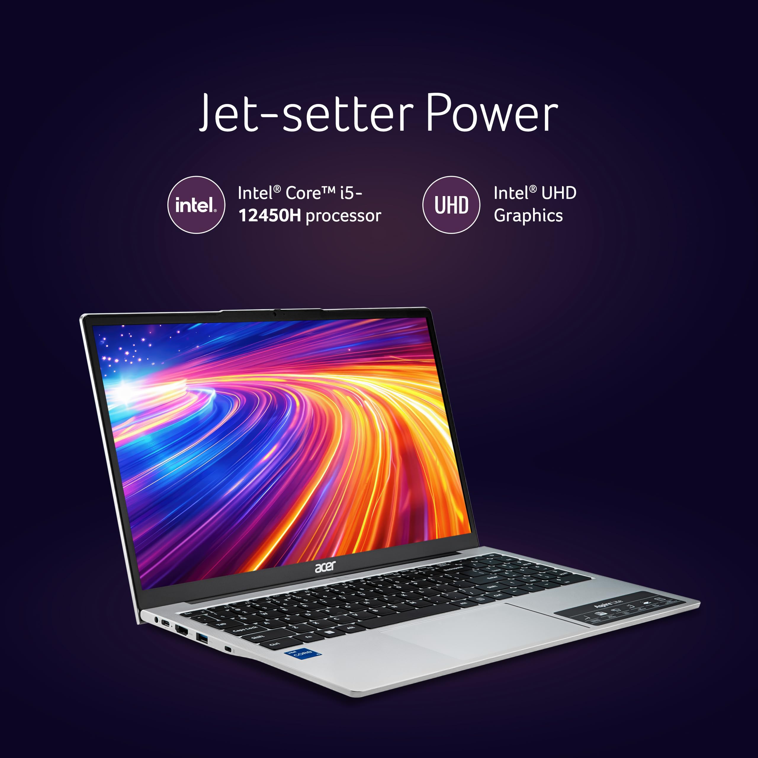 acer Aspire Lite 12th Gen Intel Core i5-12450H, Office 2024 + M365 Basic, 16GB RAM/512GB SSD, 39.62cm(15.6") FHD IPS Display Win11H, Pure Silver, 1.7KG,AL15-52H, Backlit KB, Thin & Light Laptop