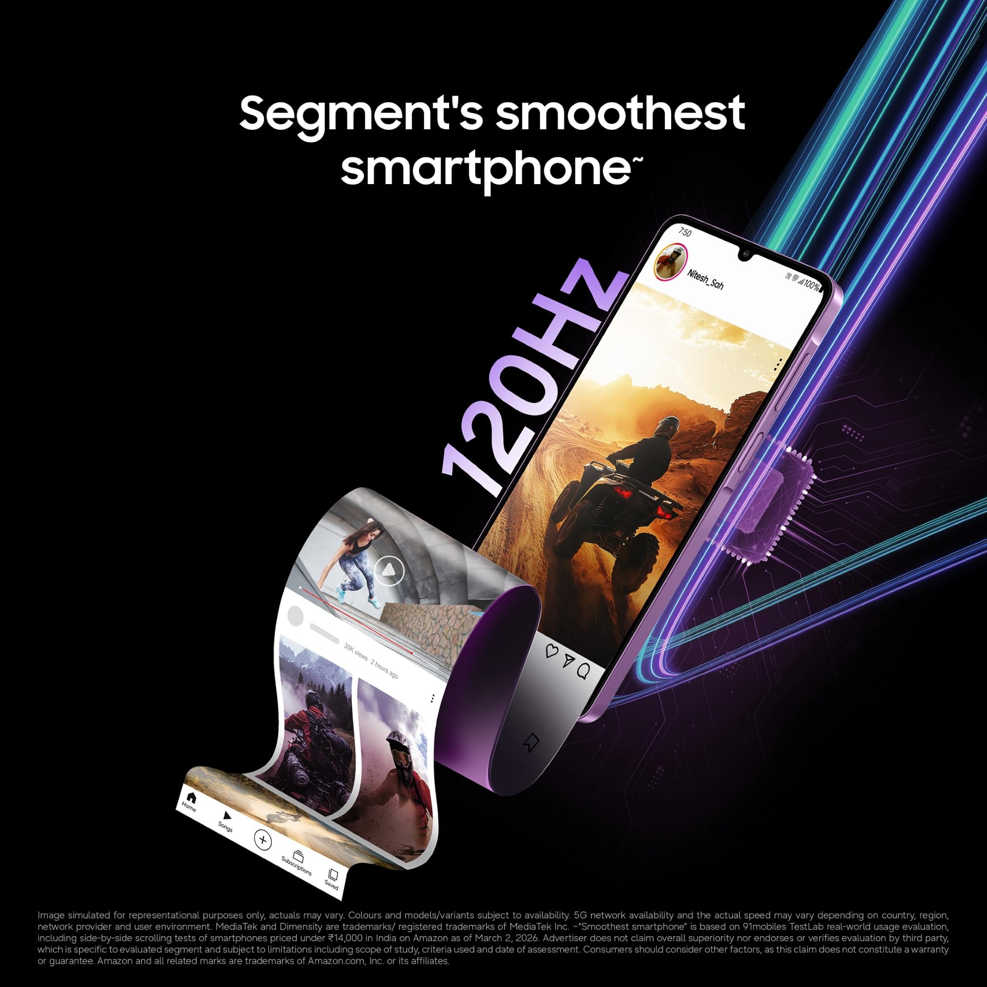 Samsung Galaxy M17e 5G Mobile (Vibe Violet, 4GB RAM, 128GB Storage) | Smoothest 120 Hz Refresh Rate| Monster 6000 mAh Battery | IP54 | 6 Gen OS Upgrades | AI | Gemini Live | Without Charger