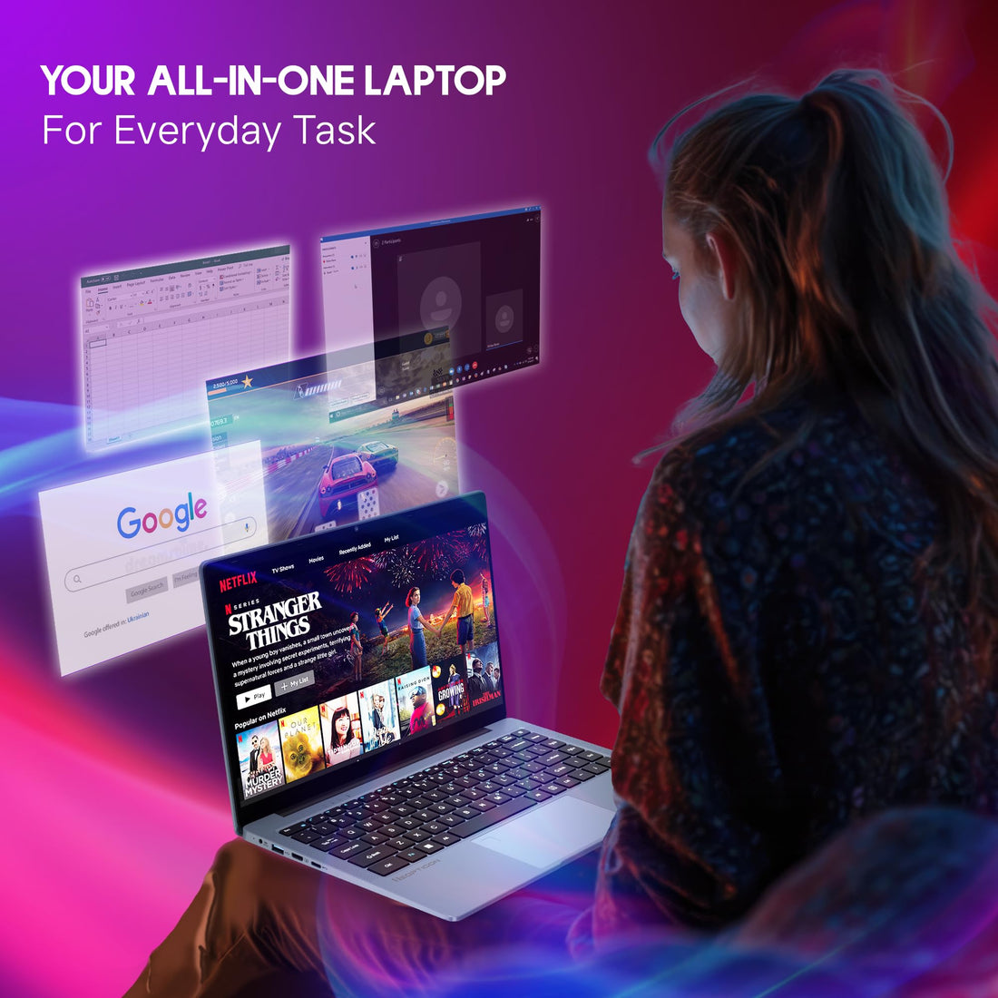 Neopticon BrowseBook 14.1" FHD IPS Laptop | Best Student & Office Work Laptop | Celeron N4020 | 4GB RAM | 128GB SSD | Windows 11 | 38Wh | 1.3kg | Grey