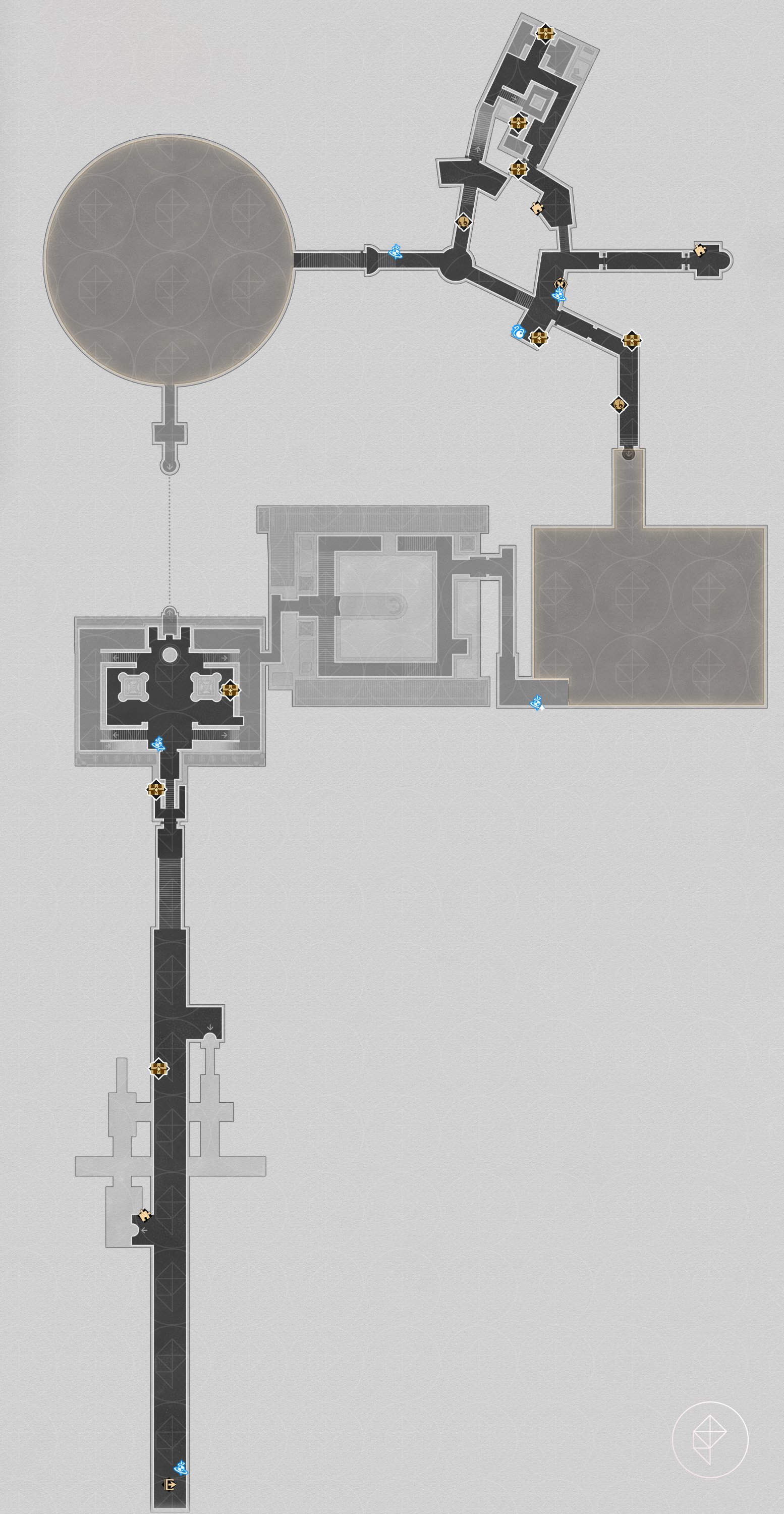 A map of the ‘Bloodbathed Battlefront’ Castrum Kremnos area in Honkai: Star Rail