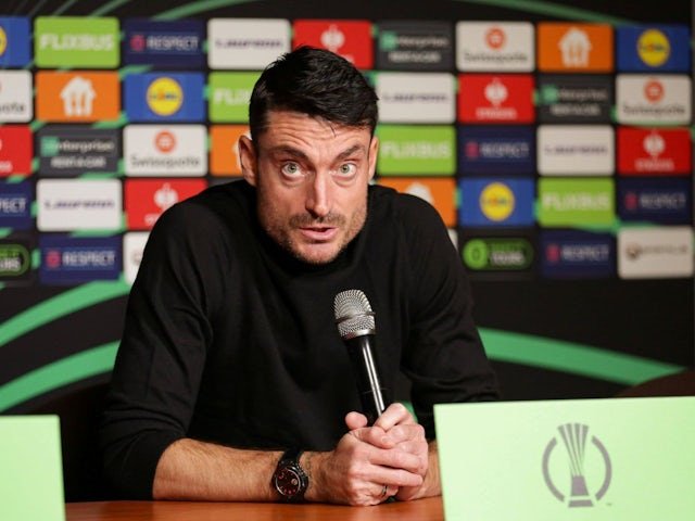 Coach Albert Riera of Celje at a press conference before his side's match against Jagiellonia Bialystok, on November 28, 2024 Coach Albert Riera of Celje at a press conference before his side's match against Jagiellonia Bialystok, on November 28, 2024