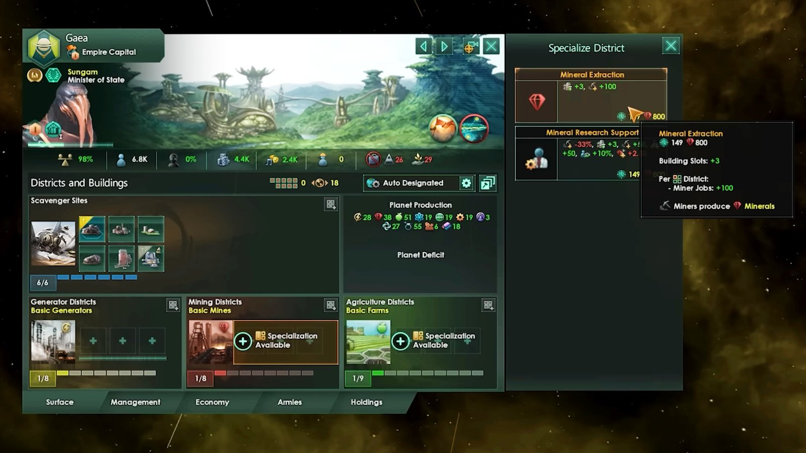 Stellaris 4.0 update - The new District Specialization feature in the 4X space game.