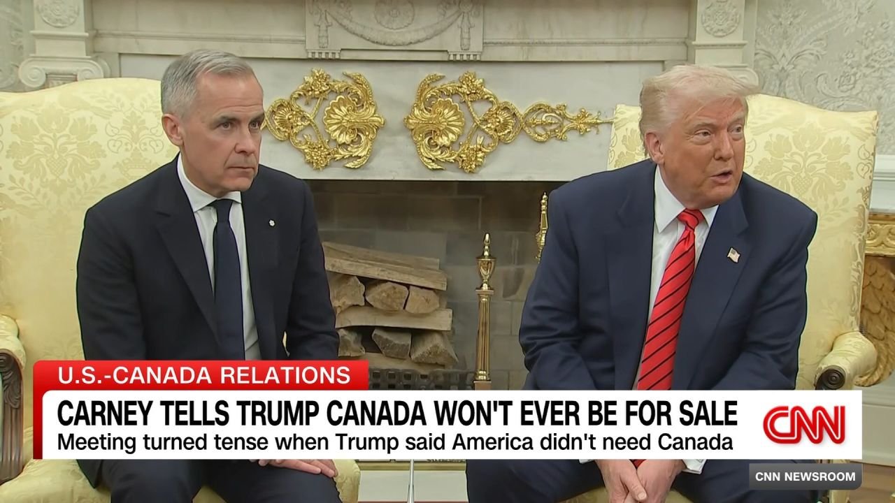 <p>President Donald Trump said he still believes Canada should become the 51st state in the U.S. while meeting with Canadian Prime Minister Mark Carney at the White House. As CNN's Kristen Holmes reports, Carney made clear that won't happen.</p>