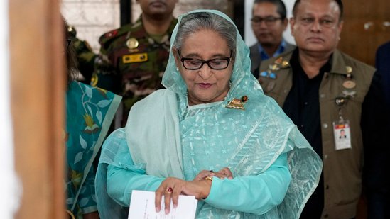 Bangladesh's former Prime Minister Sheikh Hasina is in India after fleeing her country to escape a student-led movement protesting her regime.(AP file) Bangladesh's former Prime Minister Sheikh Hasina is in India after fleeing her country to escape a student-led movement protesting her regime.(AP file)