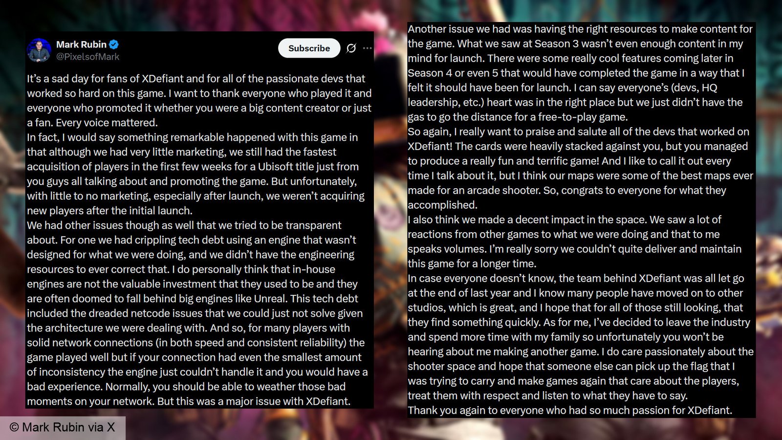 Message from Mark Rubin: 