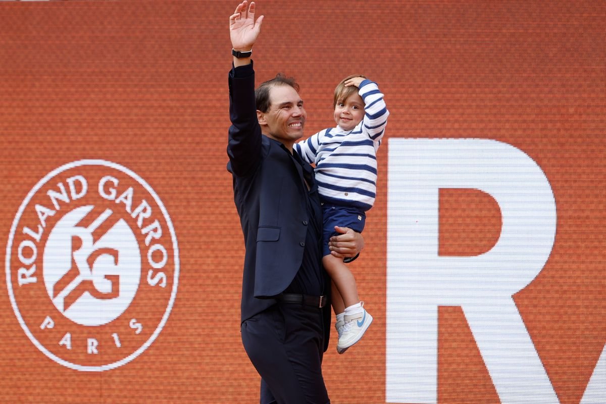 Rafael Nadal held on to his son as he was honored at the 2025 French Open