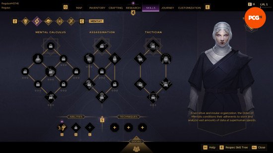 Dune Awakening skills: the Mentat skill tree.