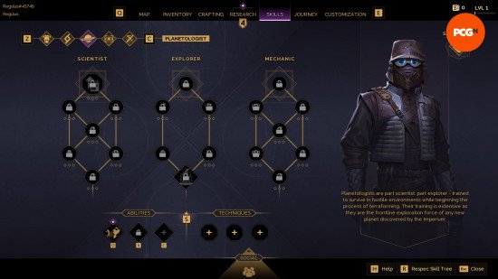 Dune Awakening skills: the Planetologist skill tree.