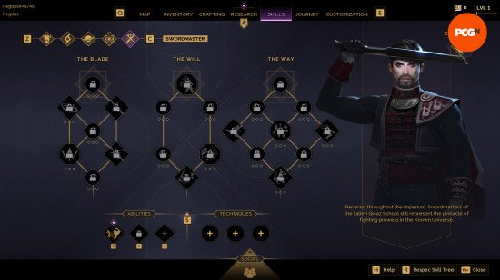Dune Awakening skills: the Swordmaster skill tree.