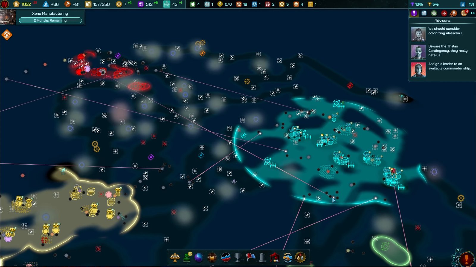 Galactic Civilizations 4 - Hyperlanes drawn across the 4X game's map.