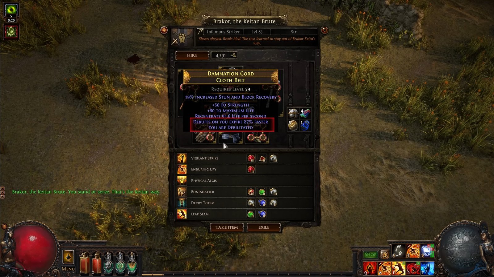 Path of Exile 3.26 Mercenaries of Trarthus league - An infamous mercenary, Brakor the Keitan Brute.