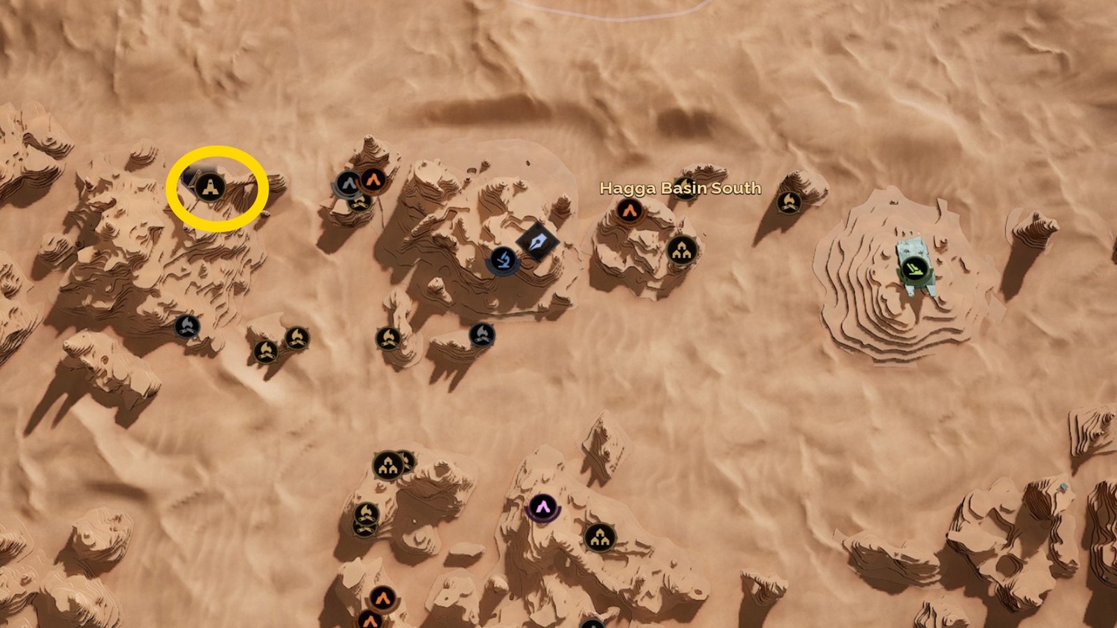 A map image showing where to find the Trooper trainer in Dune Awakening