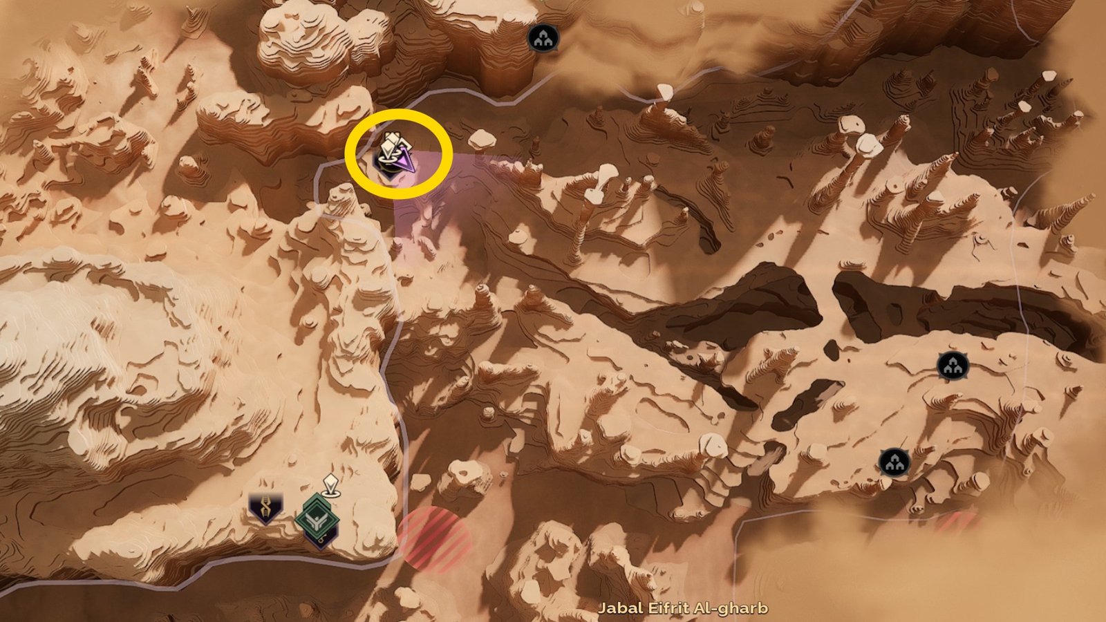 A map image showing where to find the Swordmaster trainer in Dune Awakening