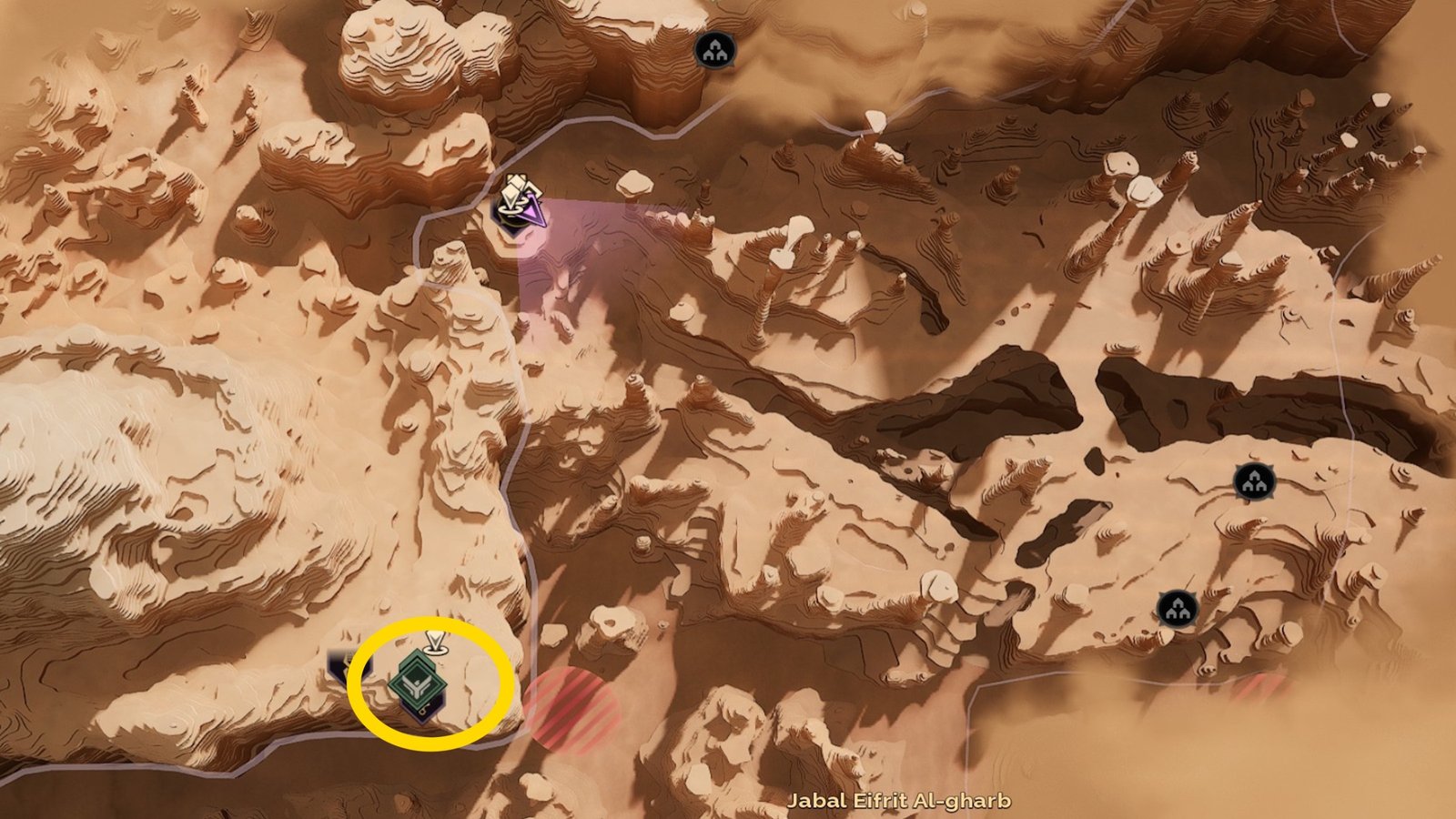 A map image showing where to find the Bene Gesserit trainer in Dune Awakening