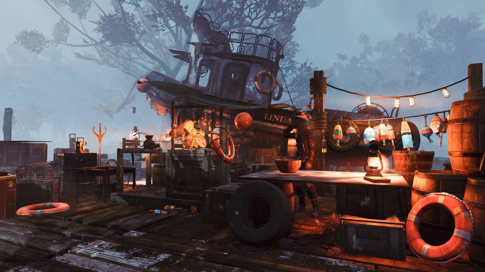fallout-76-gone-fission-fishing-update-bethesda Fallout 76 Gone Fission - A dock in the survival game.