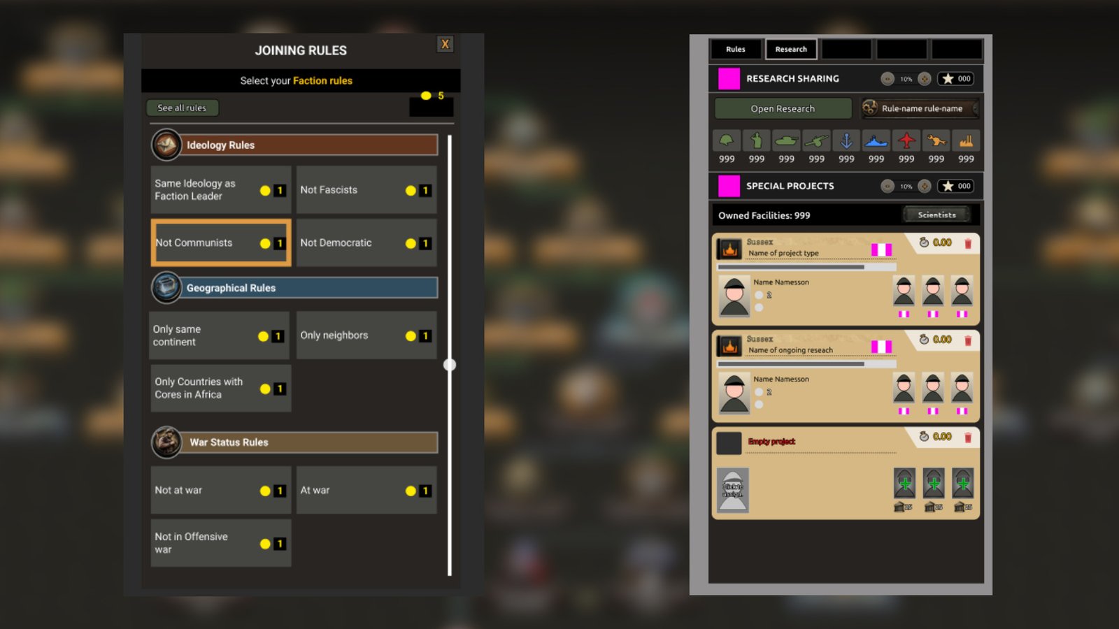 hearts-of-iron-4-factions-rework-paradox-developer-corner Hearts of Iron 4 factions rework - Mockups for the rules and research sharing menus.