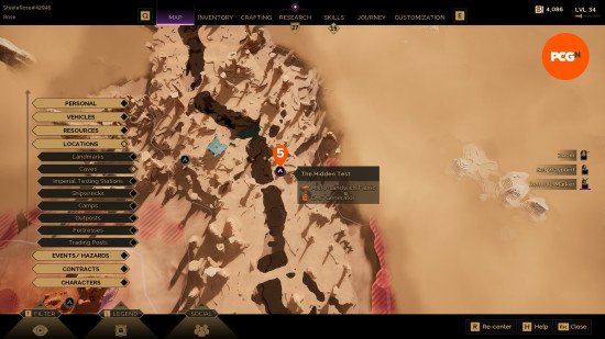 fifth-trial-location An orange marker shows the fifth Dune Awakening trial location on the in-game map.
