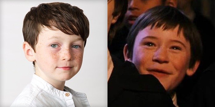 Left: Leo Early. Right: Devon Murray as Seamus Finnegan in a scene from the first Harry Potter film in 2001.