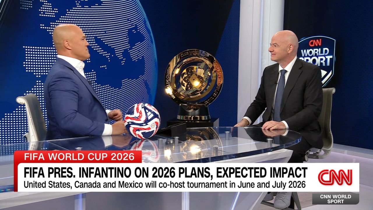 <p>The next 15 months promise to be a busy one for soccer in America. While anticipation mounts for the FIFA World Cup in 2026, which is being hosted by the United States, Canada and Mexico, this summer sees the newly expanded FIFA Club World Cup taking place on American soil, with 32 teams battling it out to be world champion, and for a cut of a record $1 billion prize pool. The man who is in charge of global football, FIFA President Gianni Infantino, recently paid a visit – with the Club World Cup trophy – to CNN’s Techwood Studios in Atlanta, and in this second part of a wide-ranging conversation with CNN Sport’s Coy Wire, Infantino fondly recalled his early memories of the World Cup tournament, and how it dawned on him there was only going to be one way he could get his hands on the coveted trophy. </p>