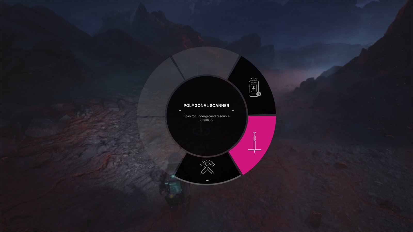 The equipment wheel in The Alters.