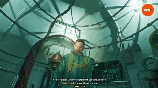 still-wakes-the-deep-dlc-review-mhairi-rob-hans Still Wakes the Deep DLC review: Rob and Mhairi argue in the diving bell after an aborted mission that went awry.