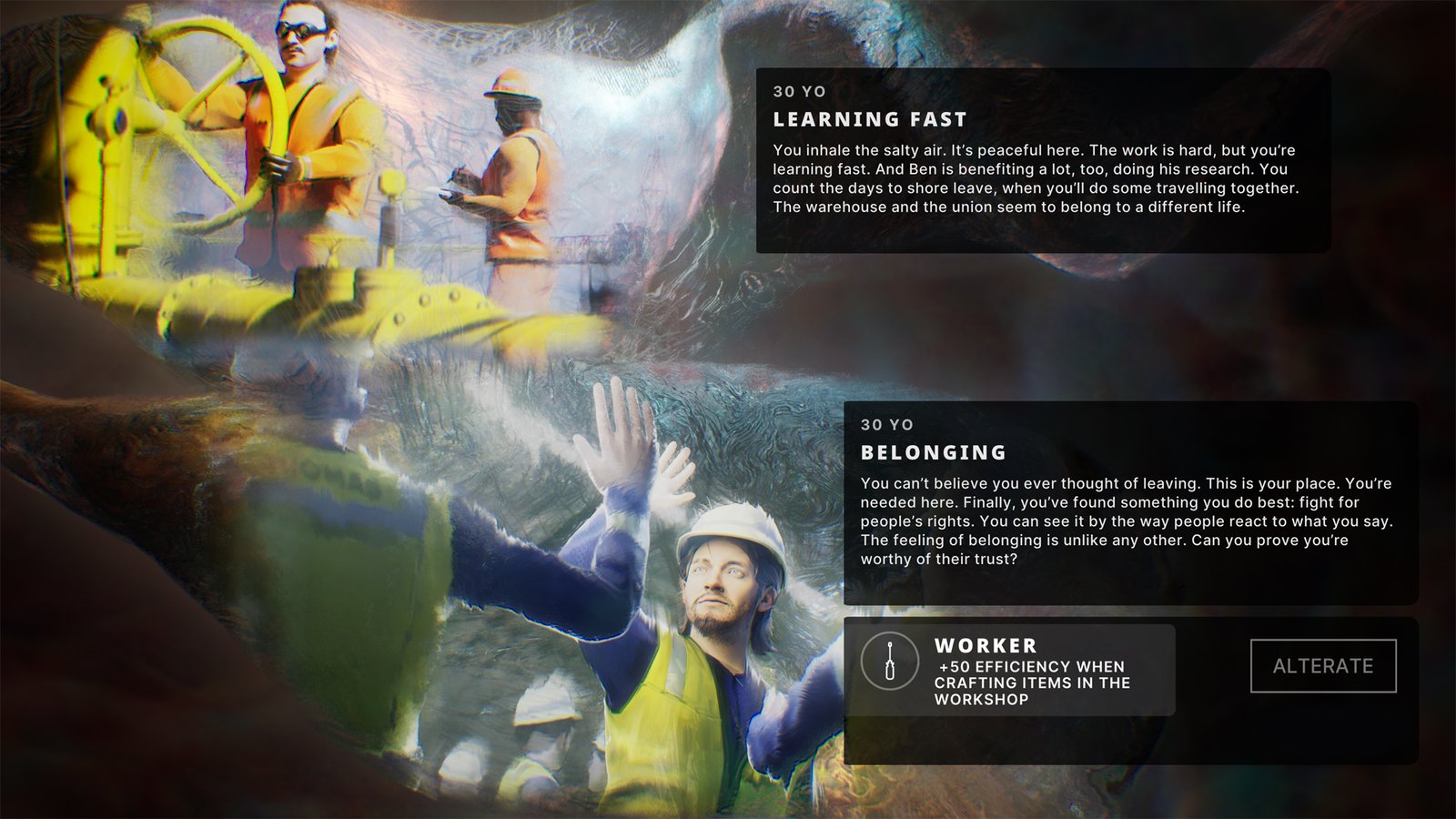 The Worker’s branching path in The Alters.