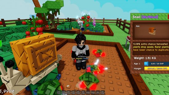 grow-a-garden-wiki-pcgamesn-pets Collecting crops in Grow a Garden.
