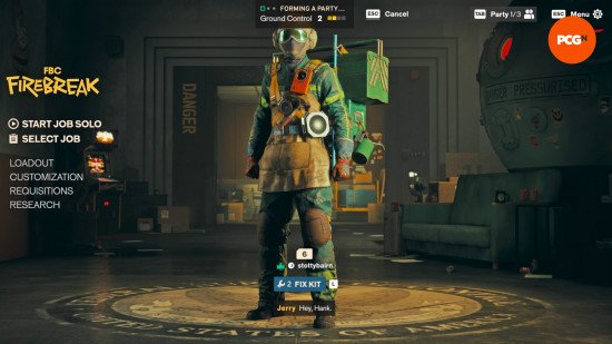 fbc-firebreak-single-player-how-to-play The main menu with FBC Firebreak solo mode available after changing the party settings.