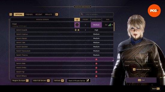 A list of Dune Awakening sietches showing the ability to join a friend on a locked server.