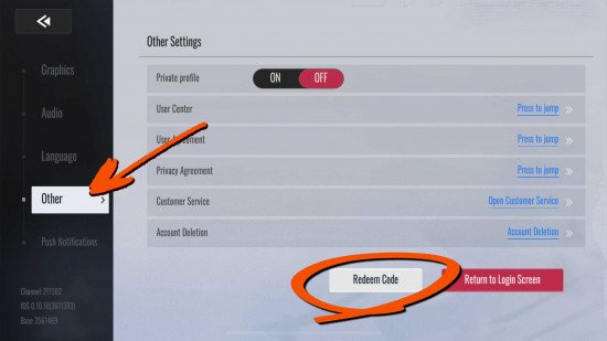 The code redeem screen in Etheria Restart.
