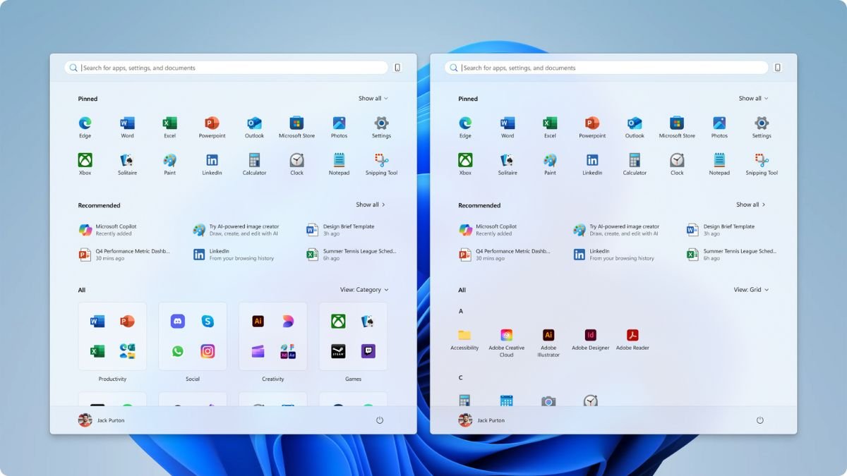 start menu views microsoft Microsoft