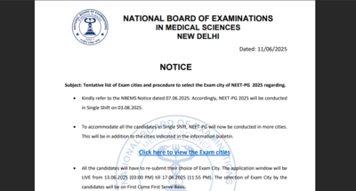 NEET PG 2025 revised exam city list released: Direct link to download and steps to modify preferences here